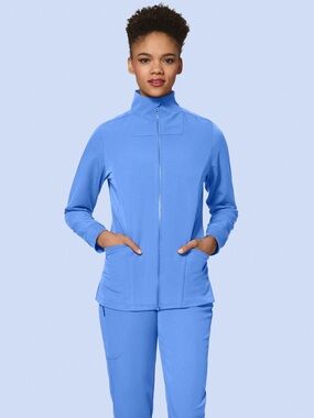 Mandala Women’s Modern Scrub Jacket Ceil Blue Size M